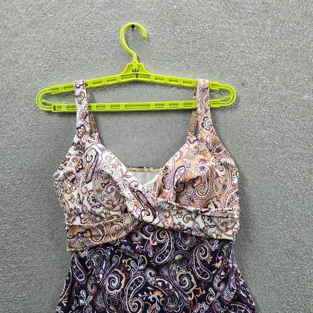 Lands' End Women Swimwear 10P Multicolor Underwire Tankini Top Swimsuit